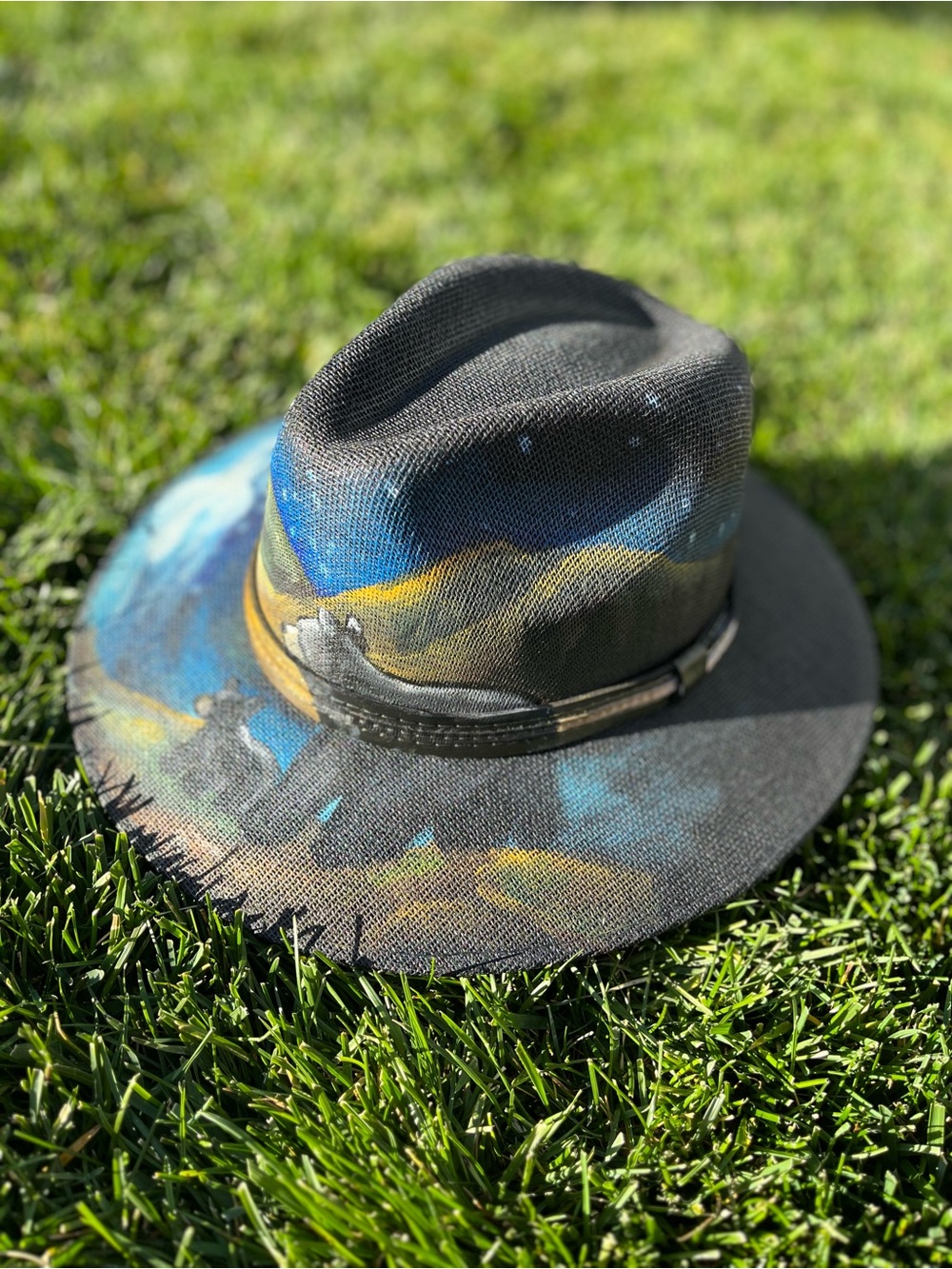 Hand-Painted Black Fedora Momma and Baby Bear 🐻 🐻🏔️